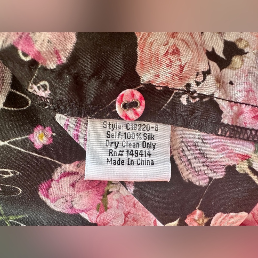 Johnny Was Nerissa 100% Silk Tunic Flower Longhorn Skull Blouse Size S, but big - Picture 7 of 9